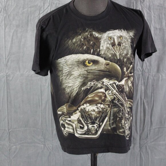 Vitnage Graphic T-shirt Bald Eagle Mortocycle Graphic Rock Chang - Men's Meidum - Picture 1 of 10